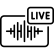 Audio recording icon with sound waves and a "LIVE" label in the corner.